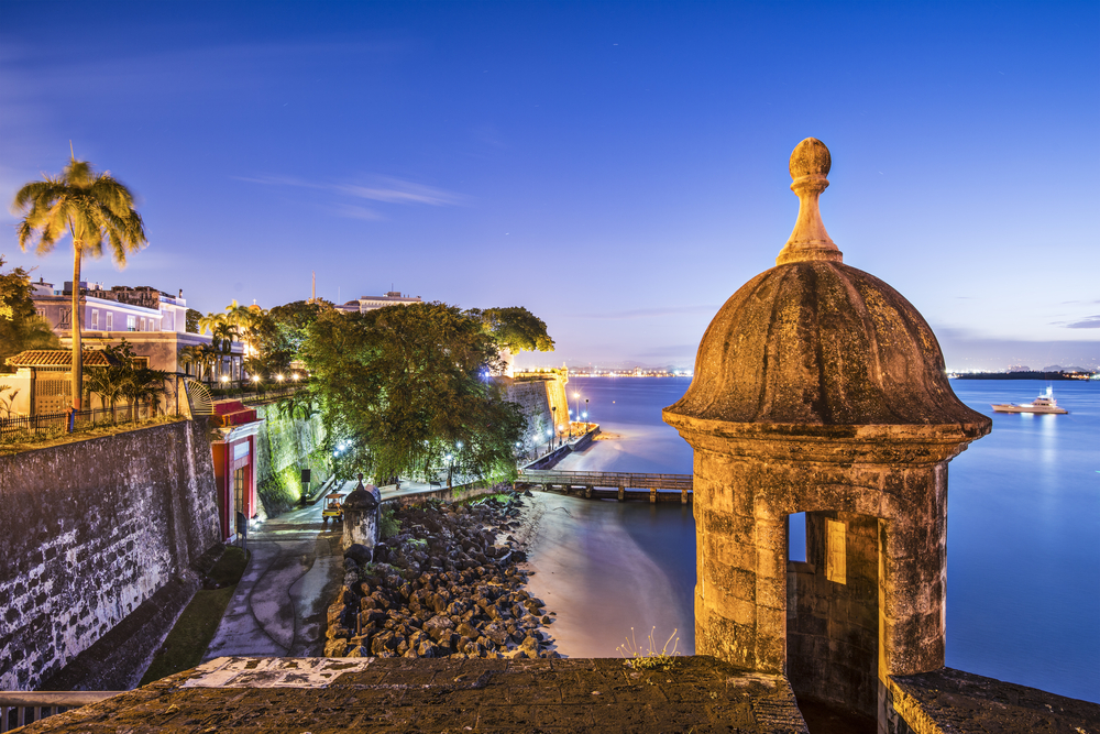 San Juan, Puerto Rico coast at Paseo de la Princesa.